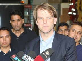 Minister of Citizenship and Immigration Chris Alexander stopped by GlobalMedic, a Toronto-based disaster relief organization, on May 2, 2015 to announce Canada will step up relief efforts in Nepal. Numerous Torontonians, concerned about family and friends in Nepal, were on hand for the announcement. (Chris Doucette/Toronto Sun)
