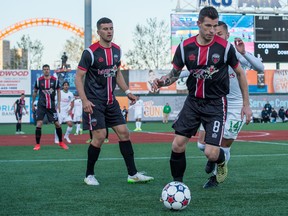 Fury's Nicki Paterson controls the ball against the Cosmos Saturday night night in Brooklyn. (NASL)