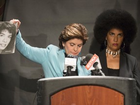 Attorney Gloria Allred (L) speaks accompanied by Actress Lili Bernard (R) announcing allegations against comedian Bill Cosby in New York, May 1, 2015. REUTERS/Darren Ornitz