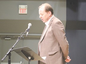 President of Eleanor Pickup Centre board David Flett welcomed everyone to celebrate the joint ownership of the theatre between the Town of Drayton Valley and the Brazeau County.