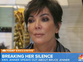 Kris Jenner breaks down in conversation with daughter Kim Kardashian over husband Bruce Jenner. 

(Screengrab/NBC)