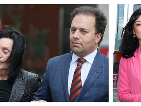 Calgary Sun file photos of Jonathan Denis with his mother (left) and Denis' estranged wife Breanne Palmer (right). A judge on Monday, May 4, 2015, lifted the publication ban on court proceedings involving the former justice minister and Palmer.