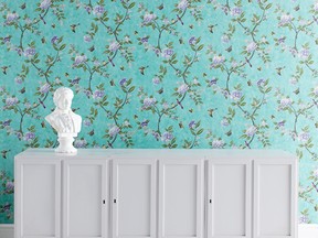 Wallpaper in jade from www.grahambrown.com makes a pretty floral statement.