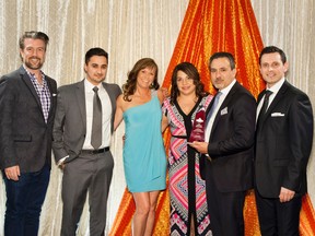 Accubuilt Construction was one of the RenoMarkª winners at DRHBA’s Awards of Excellence on April 16. From left: MC Andrew Pike, Domenic Chiodo, Amber Young, Sharlene and Manuel Desousa and Presenter Emidio DiPalo of Don & Son Building Supplies. Other RenoMarkª award winners were Trademark Homes and Kraco Carpentry Services Ltd.