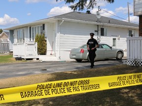 The home on Denise Street where police attended for a next of kin notification on the weekend, only to discover that two bodies were in the home. Police forensics officers will be processing the scene for the next few days.