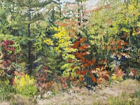 Autumn Corner is one of 24 landscapes by Woodstock artist Cathy Groulx on exhibit at London?s Art With Panache until June 5.