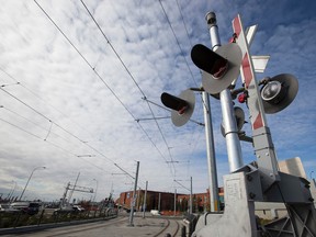 The LRT tracks near NAIT are seen in Edmonton, Alta., on Wednesday, Oct. 8, 2014. The Metro LRT line opening has been delayed until Feb. 2015 at the earliest according to the City of Edmonton. Ian Kucerak/Edmonton Sun