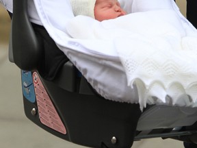 Catherine, Duchess of Cambridge and Prince William, Duke of Cambridge, leave St Mary's hospital with their new baby daughter in London, United Kingdom on May 2, 2015
(David Sims/WENN.com)