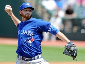 Toronto Blue Jays starter Drew Hutchison pitches during the first inning against the Cleveland Indians at Progressive Field on May 3, 2015 (KEN BLAZE/USA TODAY Sports)