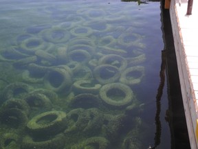 Old tires litter the floor of the Gananoque marina.
(Postmedia Network photo)