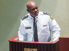 New Toronto Police Chief Mark Saunders during a session of city council on Tuesday May 5, 2015. (ERNEST DOROSZUK/Toronto Sun)