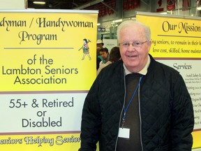 Jim Houston, chairperson of the Lambton Seniors Association's board of directors, and the association hosted its annual info fair on Tuesday May 5, 2015 in Point Edward, Ont. (Terry Bridge/Sarnia Observer/QMI Agency)