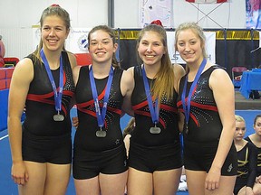 Bayside Red Devils won the silver medal in the Open Division of sport aerobics Tuesday at the OFSAA gymnastics championships at Laurentian University in Sudbury. (Submitted photo)
