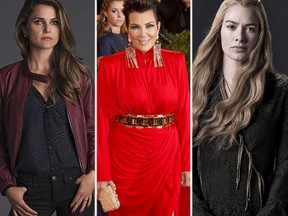 Keri Russell as Elizabeth Jennings on The Americans, Kris Jenner as herself on Keeping Up With the Kardashians, and Lena Headey as Cersei Lannister in Game of Thrones. (WENN/Handout photos)