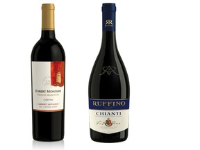 Robert Mondavi 2013 Private Selection Cabernet Sauvignon (left) and Ruffino 2013 Chianti are the top rated wines this week. (Handout)