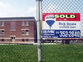 A for sale sign has been placed on former D.A. Gordon Public School. The buyer likely won't be known until the sale closes in August. The Lambton Kent District School Board said the building sold for $200,000 and the buyer is from Toronto. Photo taken on Wednesday, May 6, 2015 at Wallaceburg, Ontario. (DAVID GOUGH/ WALLACEBURG COURIER PRESS/ POSTMEDIA NETWORK)