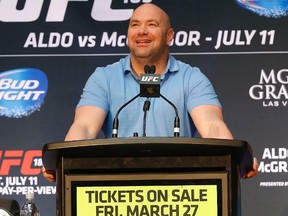 UFC president Dana White released details of a sponsorship agreement with Reebok that will pay fighters according to how many matches they have fought. (Michael Peake/Postmedia Network)