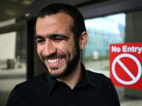 Omar Khadr outside the Edmonton Law Courts. (FILE)