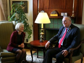 Alberta Premier-elect, NDP leader Rachel Notley met with Lt.-Gov. Donald Ethell at the Alberta Legislature on Thursday May 7, 2015 to begin the process of handing over the government to her party after 44 years of a Progressive Conservative government. Tom Braid/Edmonton Sun