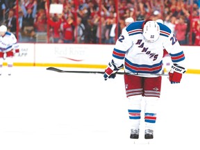 Rangers defenceman Dan Boyle stands on the ice dejected after New York lost Game 4 to the Capitals on Wednesday. (AFP)