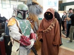 A few of the ComicCon characters ham it up for the camera at Ottawa City Hall on Thursday, May 7, 2015. (JON WILLING Ottawa Sun)