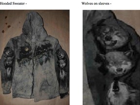 Investigators Friday released photos a hooded sweater worn by the man found in Junction Creek on Saturday.