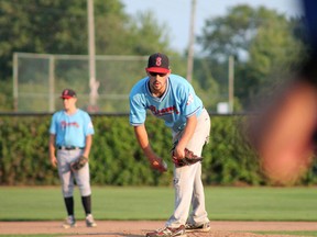 Petrolia's Wade Babula is a pitcher and infielder for the Sarnia Braves senior baseball team. The squad begins the 2015 season in London against the Ilderton Red Army Saturday, then returns home for its home opener Wednesday at Errol Russell Park against the London Badgers at 6:30 p.m. ( Handout/Sarnia Observer/Postmedia Network)