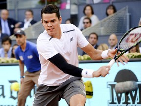 Milos Raonic during the men quarterfinals of Madrid Open tournament at the Caja Magica (Magic Box) sports complex in Madrid on May 8, 2015. (DyD Fotografos/Future Image/WENN.com)