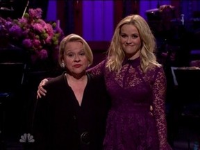Reese Witherspoon is pictured with her mom, Betty, during last night's episode of Saturday Night Live.