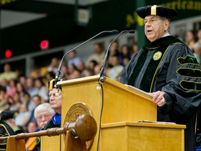 Sudbury's Joe Drago speaks at at Clarkson University's 122nd Commencement on Saturday where the 1963 graduate received an honourary doctorate.