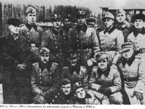 Ukrainian leaders of the Schutzmannschaft Battalions 102, 115, and 118 photographed at the Minsk training base in 1942.
(Wikimedia Common photo)