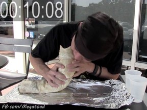 Matt Stonie eating a burrito. 

(YouTube/MattStonie)