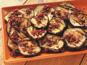 Globe Eggplant with Sun-Dried Tomato Vinaigrette recipe courtesy of Weber’s New Real Grilling by Jamie Purviance.