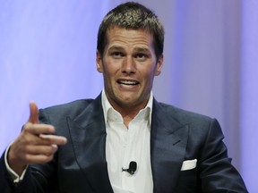 New England Patriots quarterback Tom Brady speaks at Salem State University in Salem, Massachusetts, May 7, 2015. (REUTERS/Charles Krupa/Pool)