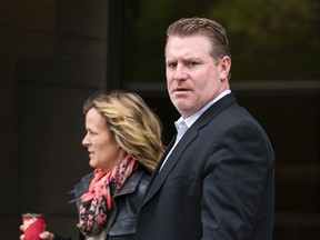 Paul Rushforth leaves the Ottawa courthouse after testifying in the attempted murder trial of one of his former employees,  realtor Christopher Hoare, on Monday, May 11, 2015. Errol McGihon/Ottawa Sun/Postmedia Network