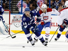 Lightning forward Ryan Callahan is out of the lineup after having an emergency appendectomy on Monday night, a day ahead of Game 6 against the Canadiens. (Kim Klement/USA TODAY Sports)