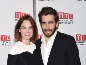 Actors Ruth Wilson and Jake Gyllenhaal attend the "Constellations" Broadway opening night after party at Urbo NYC on January 13, 2015 in New York City.  Andrew H. Walker/Getty Images/AFP