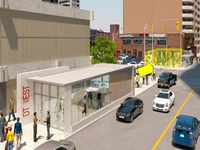 Instead of a Lyon station entrance on the sidewalk, the city is moving it inside an upcoming Claridge Homes development at the southwest corner of Queen and Lyon streets. SUBMITED IMAGE/CITY OF OTTAWA