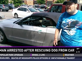 Michael Hammons smashed the window of a Mustang to save a dog inside. (11Alive)