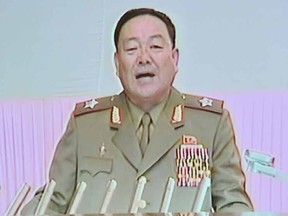 This screen grab taken from North Korean TV on July 18, 2012, Hyon Yong-Chol, chief of the General Staff of the Korean People's Army.

AFP PHOTO/HO/ NORTH KOREAN TV