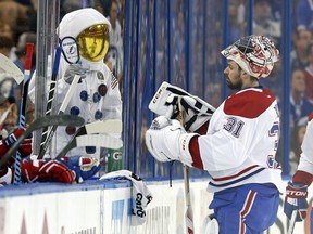 Canadiens’ Carey Price was hard on himself after being eliminated by the Lightning in Tampa last night. (AFP)
