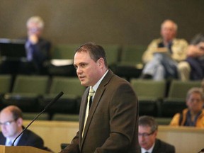 Gino Donato/Sudbury Star
Greater City of Sudbury roads director David Shelsted talks about the transportation master plan Tuesday at city council.