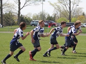 St. Anne’s senior boys rugby team faced off against South Huron last Friday. (Laura Broadley/Clinton News Record)