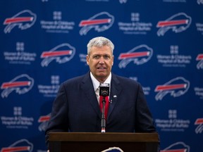 Rex Ryan is introduced as head coach of the Buffalo Bills at a press conference on January 14, 2015. (Brett Carlsen/Getty Images/AFP)