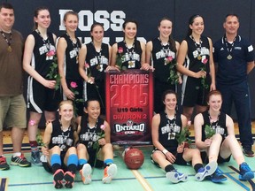 The North Bay Spartans U19 Girls basketball team claimed the Division 2 Ontario Cup after edging the Nepean Blue Raiders 41-40 in the gold medal game in Guelph, Sunday. Team members include Shaelyn Poulin, Devanee Dewey, Samantha Brownlee, Tiffany Costello, Samantha Rota, Katie Vaillincourt, Andrea Zulich, Jade Ranger, Alexie O'Connor- Bergeron and Laura Graham. Coaches are Tim Lowe and Tyson Brear.