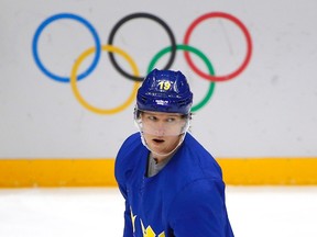 Sweden men's ice hockey player Nicklas Backstrom skates during a team practice at the 2014 Sochi Olympics on February 22, 2014. (REUTERS/Brian Snyder)