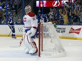 Canadiens goalie Carey Price after the Habs were eliminated from the playoffs by Tampa Bay on Tuesday. (AFP)