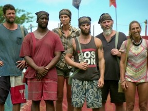 Mike Holloway, Will Sims II, Sierra Dawn Thomas, Rodney Lavoie Jr., Dan Foley and Carolyn Rivera during the thirteenth episode of SURVIVOR on the 30th season, Wednesday, May 13, 2015, on the CBS Television Network.