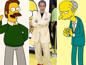 Harry Shearer (center) is best known for being the voices of characters Ned Flanders, left, and Mr. Burns, right. (WENN.com, file)