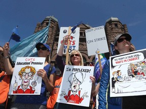 OSSTF protest on the front lawn of Queen's Park on Thursday May 14, 2015. (Veronica Henri/Toronto Sun)